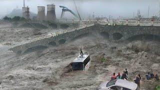 China now River burst Dam Collapse Bridge destroyed Flash flood submerges Guangdong city