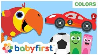 Fun Colors Learning w Larry  Toddler Learning Video  Sports & Vehicles for Babies  BabyFirst TV
