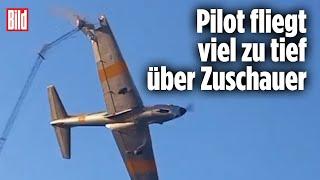 Flugzeug kracht in Antenne Trümmerteile stürzen auf Zuschauer  Argentinien