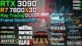 RTX 3090 + RYZEN 7 7800X3D  Test in 20 Games  1080p - 1440p & 4K  Ray Tracing + DLSS + FG  2024
