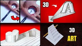 4 Different Optical Illusion  3D Paper Arts Tabrez Arts