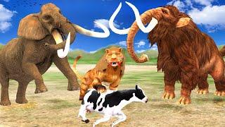 Zombie Mammoth Vs Elephant Save Cow Cartoon  from Saber Tooth Tiger Attack Bull Animal Epic Battle