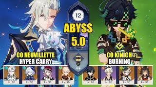 C0 Neuvillette Hyper Carry & C0 Kinich Emilie Burning  Spiral Abyss 5.0  Genshin Impact 【原神】