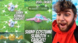 *NEW* Shiny Costume Slakoth and Shiny Komala CAUGHT in Pokemon Go After 200+ Shiny Boosted Tasks
