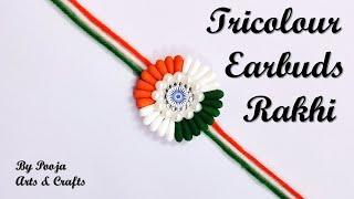 Indian Tricolor Earbuds Rakhi  Tricolor Rakhi making  Independence day craft  Republic day craft