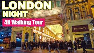 London Night  England󠁧󠁢󠁥󠁮󠁧󠁿 4K Walking Tour   January 2023