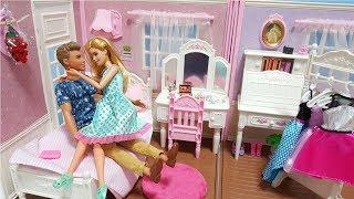 BARBIE & KEN MORNING ROUTINE BEDROOM BREAKFAST DOLL DRESS UP