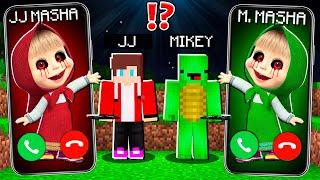 JJ Creepy MASHA vs Mikey MASHA and The BEAR CALLING to JJ and MIKEY  - in Minecraft Maizen