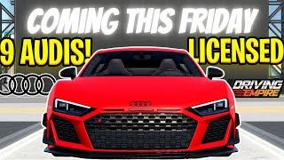 9 LICENSED AUDIS CONFIRMED Coming To Driving Empire THIS FRIDAY