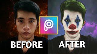 PicsArt Joker Make up tutorial  How to make up joker face using Picsart app