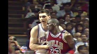 Bill Laimbeer Pushes Michael Jordan Without a Reason 1989 Playoffs