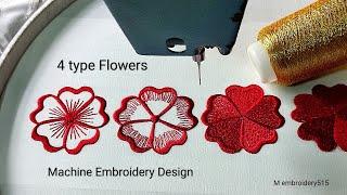 4 type of simple flowers embroidery for beginners  Machine embroidery industrial zigzag machine