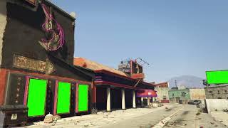 Desert City Night Club with Green Screen background on Signs and Billboard -  2 versions