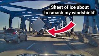 Falling ice smashed my windshield….