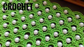 Ажурный узор с бусинами крючком. Easy crochet patterns for beginners.