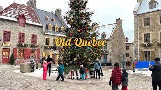 4K Old Quebec ChristmasFairy-tale Petit Champlain & Place Royale. December. 2023