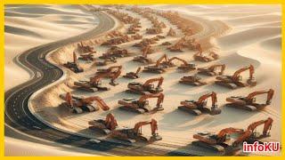 China Conquers Desert  Thousands of heavy equipment Working in Chinese Desert