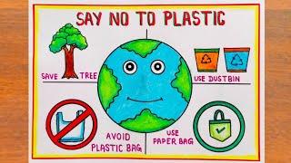 Plastic Mukt Bharat Drawing  How to Draw International Plastic Bag Free Day Poster Drawing Easy