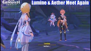 Genshin Impact - Aether Meets Lumine Again After Losing Her Reunion
