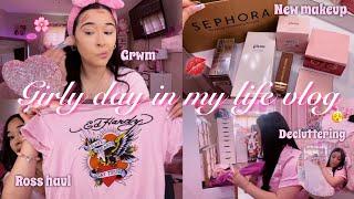 GIRLY VLOG  getting ready  Q&A  Sephora haul Ross try on haul & decluttering my clothes
