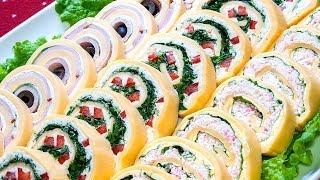 Праздничная закуска «Сырные рулетики» 3 вкусных рецепта