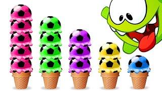 Learn Colors With Yummy Soccer Ice Cream Scoops  Learn With Om Nom  HooplaKidz Toons