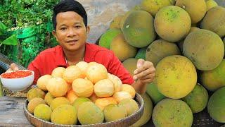 Santol Fruit pick from the tree to eat Vs spicy salt yummy sweet santol fruits