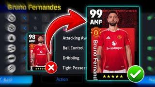 How To Train 99 Rated Bruno Fernandes In Efootball  Bruno Fernandes Max Level Pes 2024