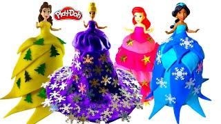 Учимся как лепить из пластилина платья для принцесс Диснея  How to make play doh princess dresses