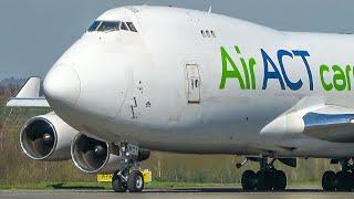 BOEING 747 LANDING + DEPARTURE - 2 B747 taxing to the RUNWAY at Liege 4K