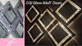 Super Glam Wall Decor with Lights  DIY Dollar Tree Home Decor  Wall light  Glam Mirror  Sconce