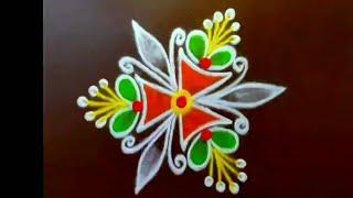 Beautiful traditional kolam designs  4 attractive mini rangoli  excellent simple colour muggulu