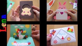 𝗞𝗿𝗲𝗮𝘁𝗶v 𝗺𝗶𝘁 𝗟𝗲𝗻𝗮   Osterkarte basteln mit Lena  Bunny Easter Card DIY  открытка на пасху