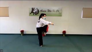 42 Form Tai Chi Sword Details - Stepping Back & Turning 180 Degrees Into A Bow Stance