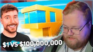 РЕАКЦИЯ T2x2  Дом за $1 Vs $100000000  MrBeast