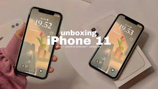 iPhone 11 unboxing 2023white unboxing aesthetic + set up camera test *ੈ‧₊˚