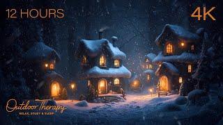 Whimsical Fairy Village Blizzard  Howling Wind & Blowing Snow Ambience  12 HOURS  RELAX  SLEEP