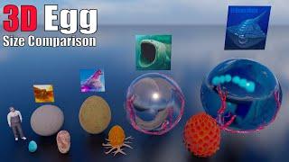 100 Animal Dinosaur and Sea Monster Eggs 3D Size Comparison
