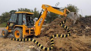 Camera Capture Snake on JCB Working Place - JCB Machine Working For Road Construction - JCB Video