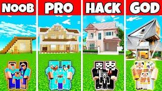 Minecraft Battle  New Dream Family Mansion Build Challenge - Noob vs Pro vs Hacker vs God