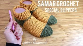 اجمل سليبركروشيهلكلوك شتوى سهل وجميل للمبتدءين  Easy and beautiful crochet slippers for beginners