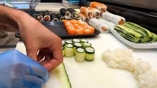 Draft Video of Working Rush about How to Make Salmon Sushi Ball Easy Way