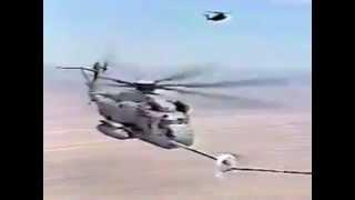 Sea Stallion CH 53E Helicopter Mid Air Refueling Accident cuts Fuel Probe with KC 135 Stratotanker 