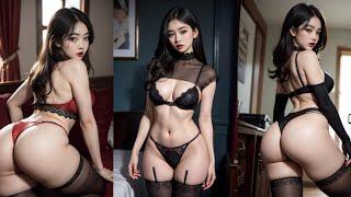 4K【AI  lookbook model】Do you like black stockings series