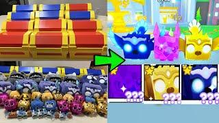 Unboxing 10 Treasure Chest Toys And Got Rainbow Huge Mosaic Griffin - Pet Simulator X