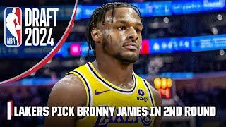 Reaction to Bronny James getting drafted by Los Angeles Lakers with 55th pick  2024 NBA Draft