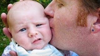 Baby doesnt like kissing from daddy -  Cute babies and daddies Videos