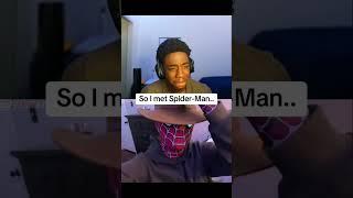 His @ is johnbdrizzy he went crazy #funny #rizz #ometv #spiderman