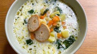 Сливочно-сырный суп с макаронами и шпинатом. Вкусные рецепты от Натали