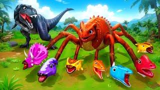Epic Battle Black Trex vs Giant Monster Spider in Jurassic Kingdom  Dinosaur Rescue Adventure